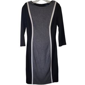 Chaps Ralph Lauren Stretch Black Gray Sheath Dress Size 4